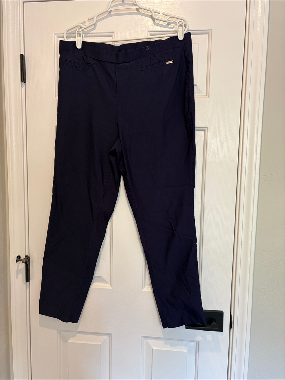 Navy Straight-Leg Dress Pants, elastic waist 2xl women’s - Picture 1 of 6